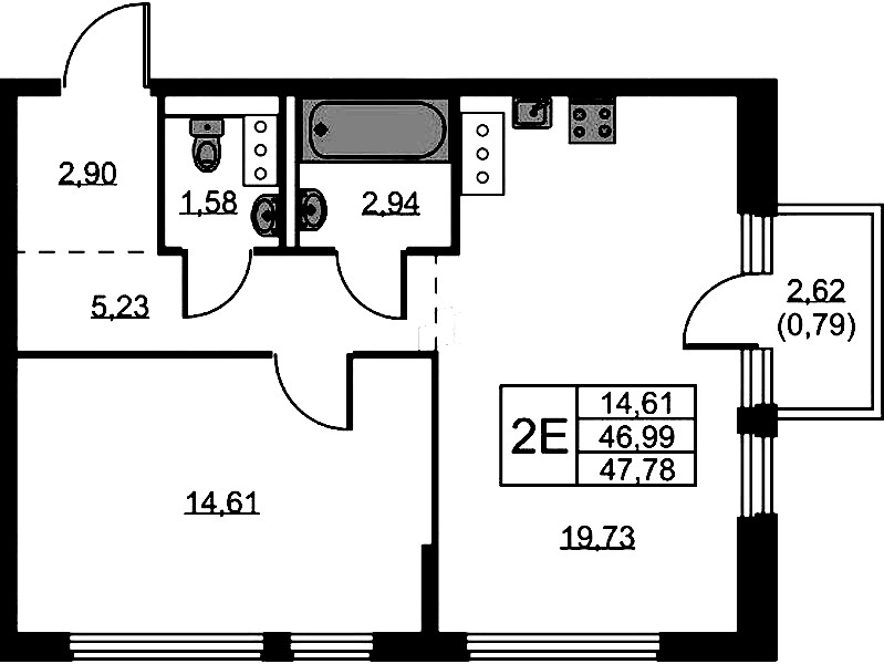 1-комнатная квартира 47.78 м², 6/11 эт., ЖК «Новое Колпино»